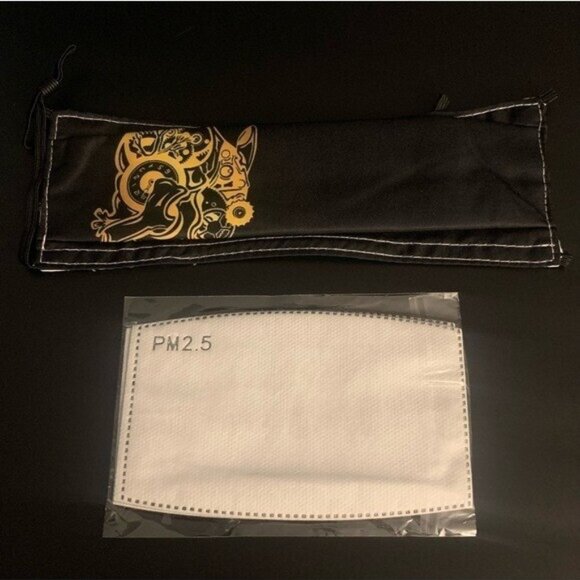 Unbranded Other - Unisex Golden Steampunk Dog Design Reusable Face Mask With 2 Filters One Size